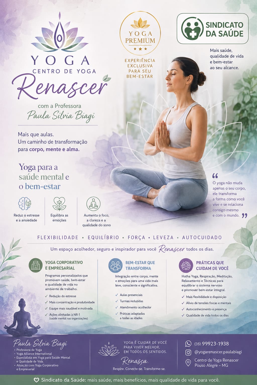 Parceria do Sindicato da Saúde com a Professora de Yoga Paula Biagi